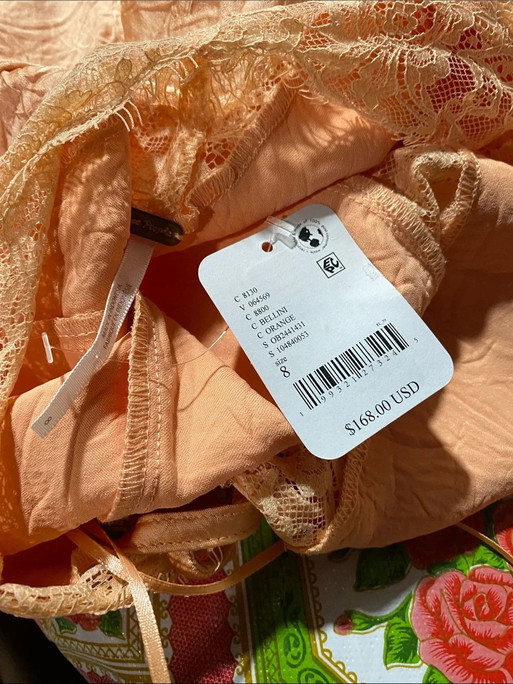 Free people Maybe Forever Maxi Dress Orange Lace Slip Size 8